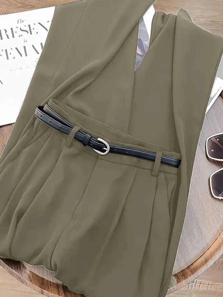 Loose with Belt Suit Wide Leg Pants Women Korean Elegant Office Lady Casual Straight Trousers Fashion High Waist Solid Pants New - Image 5