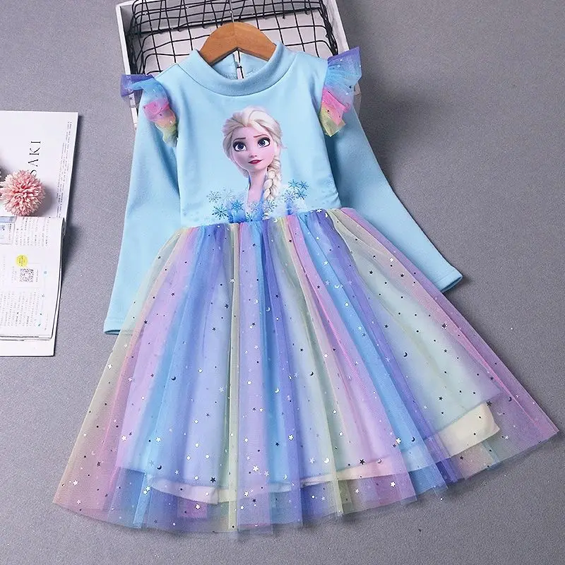 2025 New Elsa Princess Dress Girls Dress Spring Dress Party Long-sleeved Children's Western Style Disney Frozen Formal Dress - Image 5