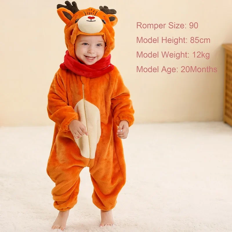 MICHLEY Winter Baby Rompers Hooded Flannel Cosplay Toddler Infant Clothes Overall Bodysuits Jumpsuit Costume For Kids Girl Boy - Image 2