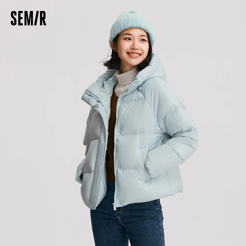 Semir Down Jacket Women Solid Color Loose Versatile 2024 Winter New Three-Proof Hooded Puffer Coat Down Jacket - Image 2