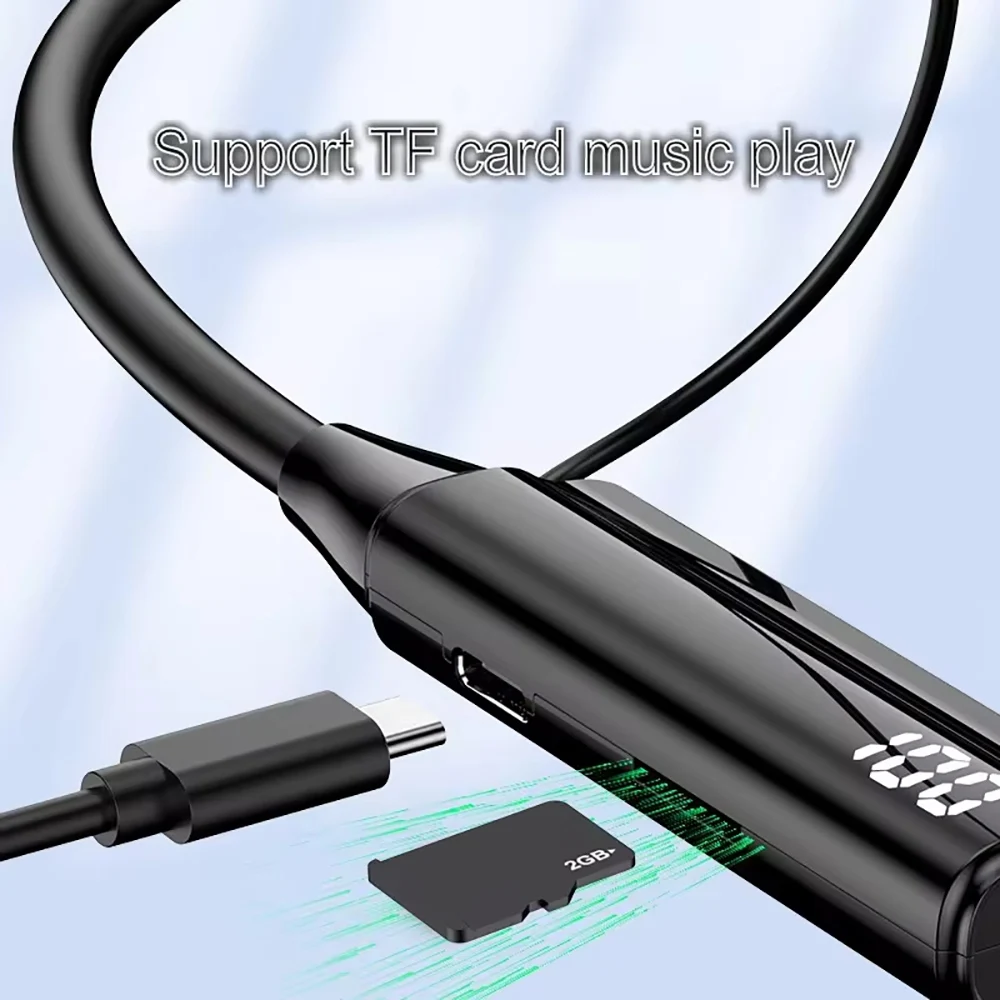 Bluetooth 5.3 Headphones Wireless Neckband Earphones HiFi Stereo Noise Reduction Headsets LED AI Assistant Waterproof Earbuds - Image 5