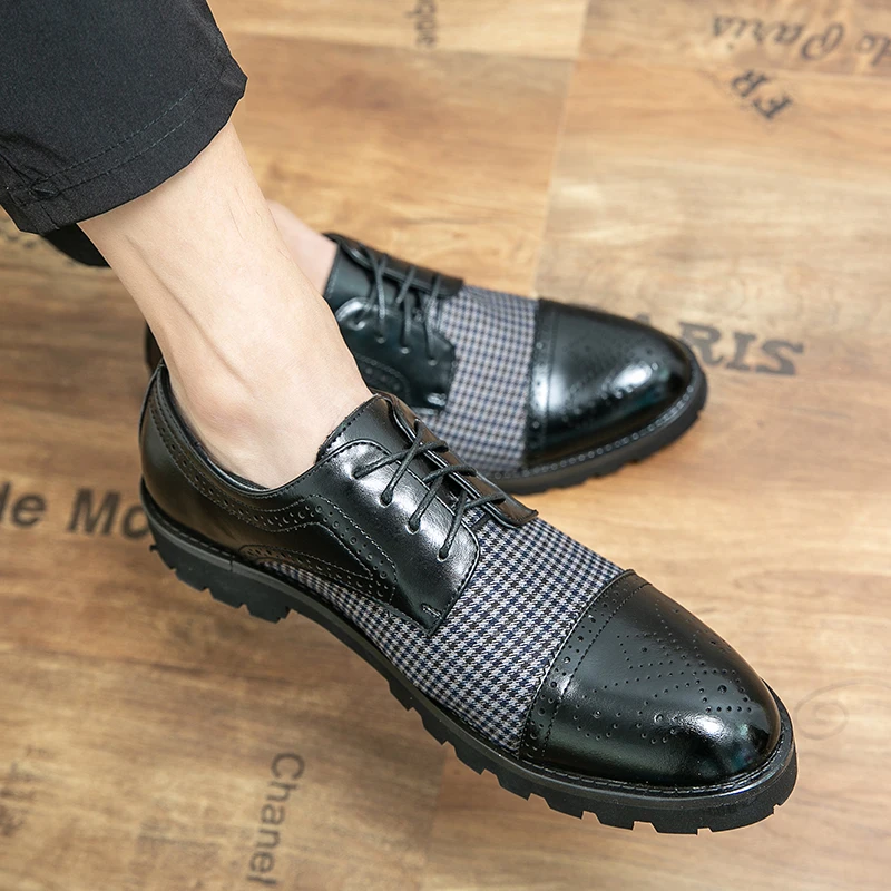 Men's Dress Oxford Brogue Derby Carved Fashion Business Male Designer Casual Leather Formal Loafers Suit Shoes for Men Footwear - Image 5
