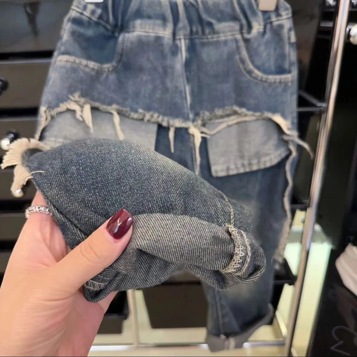 2024 new Kids jeans straight leg casual loose ripped wash boys jeans Girls' pants straight leg casual slacks 2 to 8 years old - Image 6