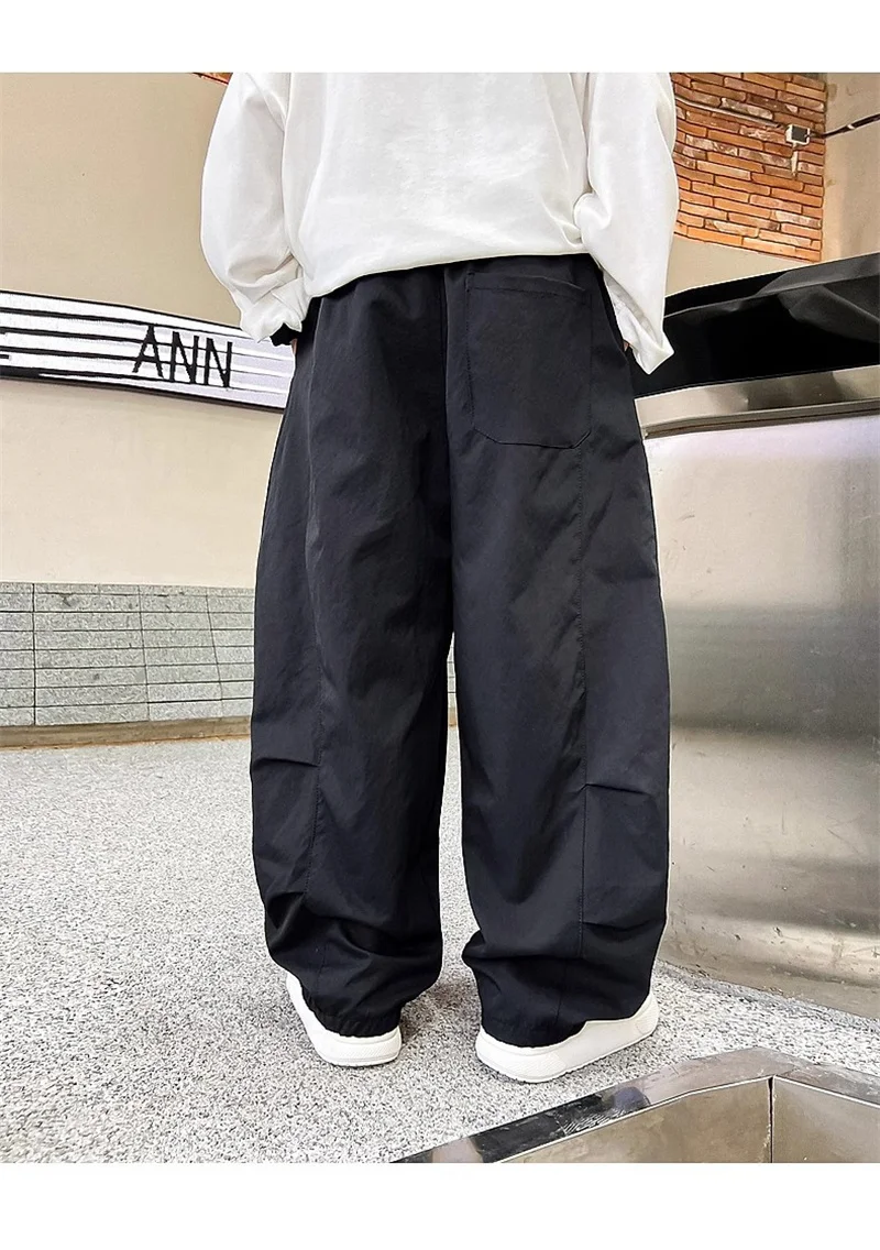 Boys Work Pants Spring Kids Thin Straight Trousers Autumn Fashion Wide-leg Pants Teen Casual Loose Simple Sweatpants 5-14 Years - Image 4