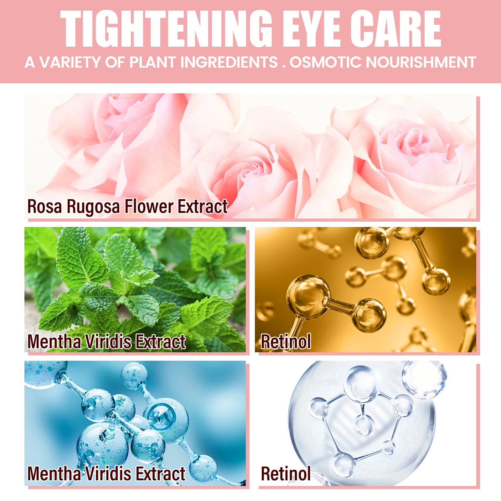 OUHOE 60pcs Rose Eye Mask Fades Fine Lines, Eye Bags, Dark Circles, Moisturizing, Moisturizing, Firming Eye Patch Care Eye Mask - Image 6