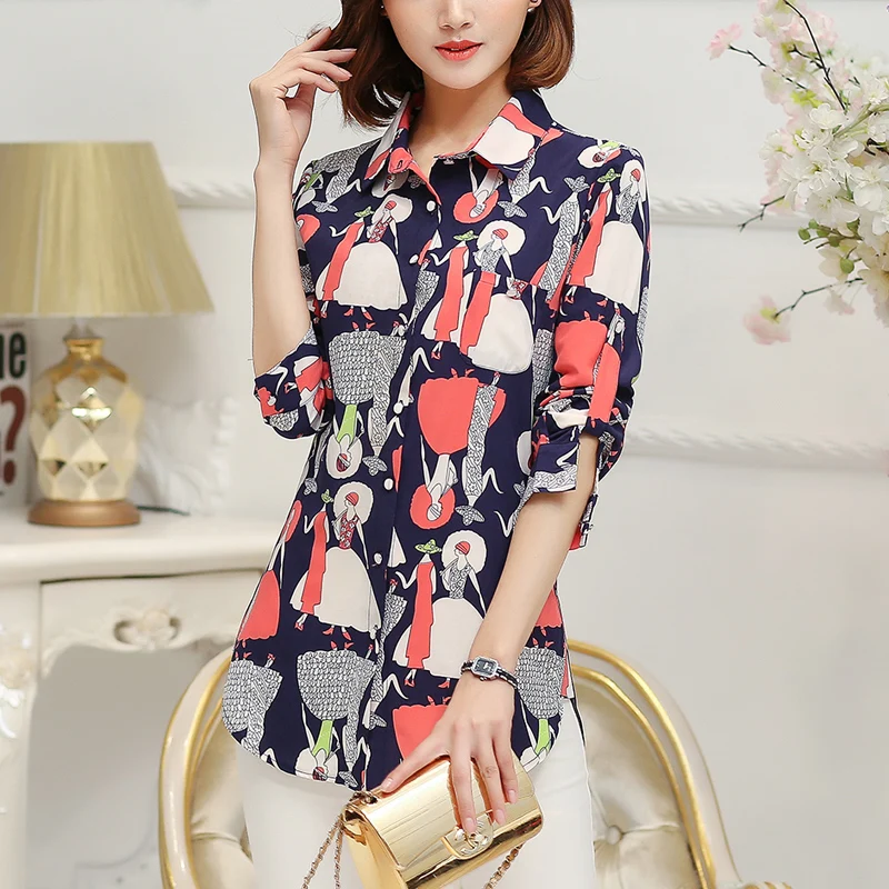 Women Striped Printed Long Sleeve Shirts 2023 New Ladies Loose X-Long Style Casual Shirt Tops Women Clothes Factory Wholesale - Image 4