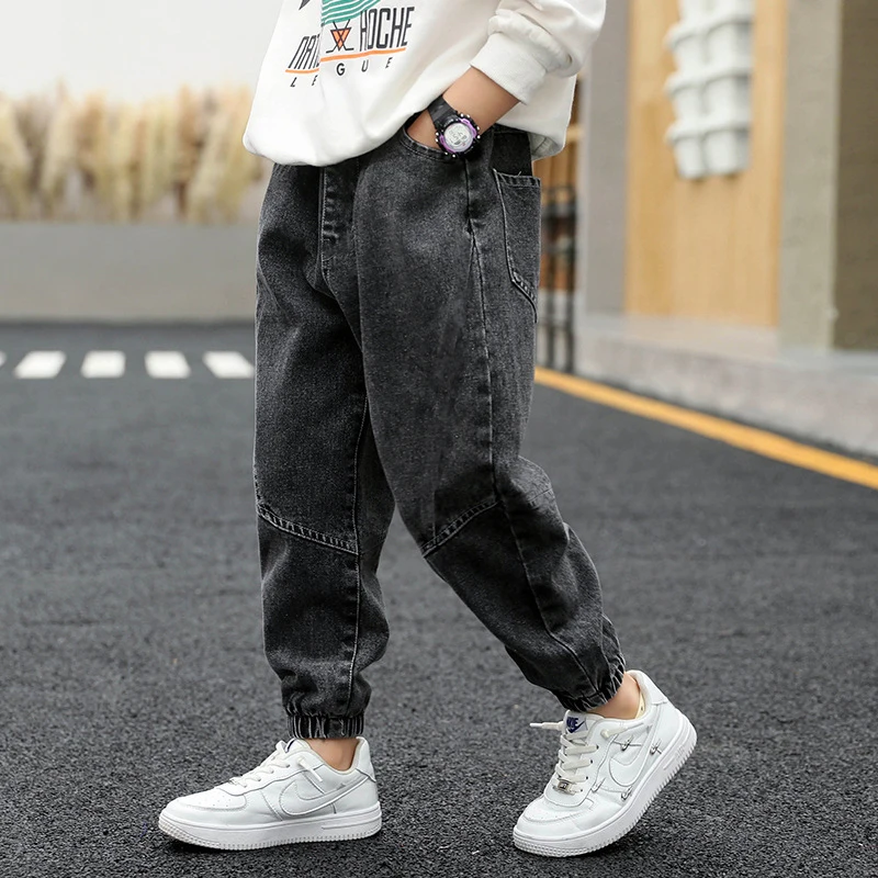 2024 Kids Boys Jeans Classic Black Blue Pants Streetwear Denim Jogger Pant Infant Boy Casual Bowboy Trousers4-10T джинсы детские - Image 3