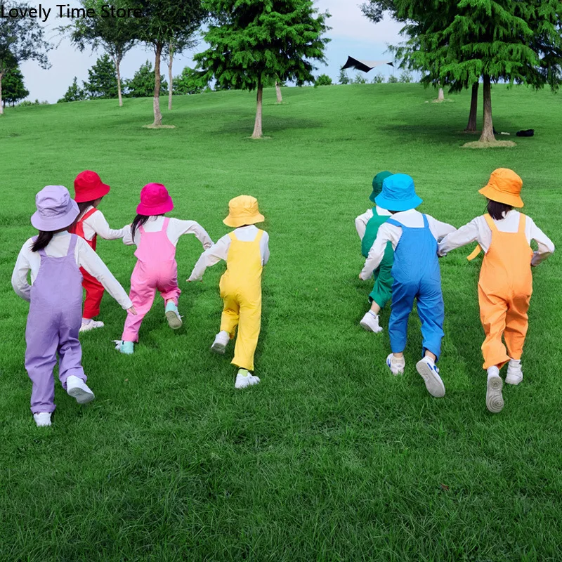 Kids Hip Hop Solid Overalls Girls Dungaree Children Candy Color Jumpsuit Romper Boys Streetwear Colorful Trousers School Uniform - Image 2