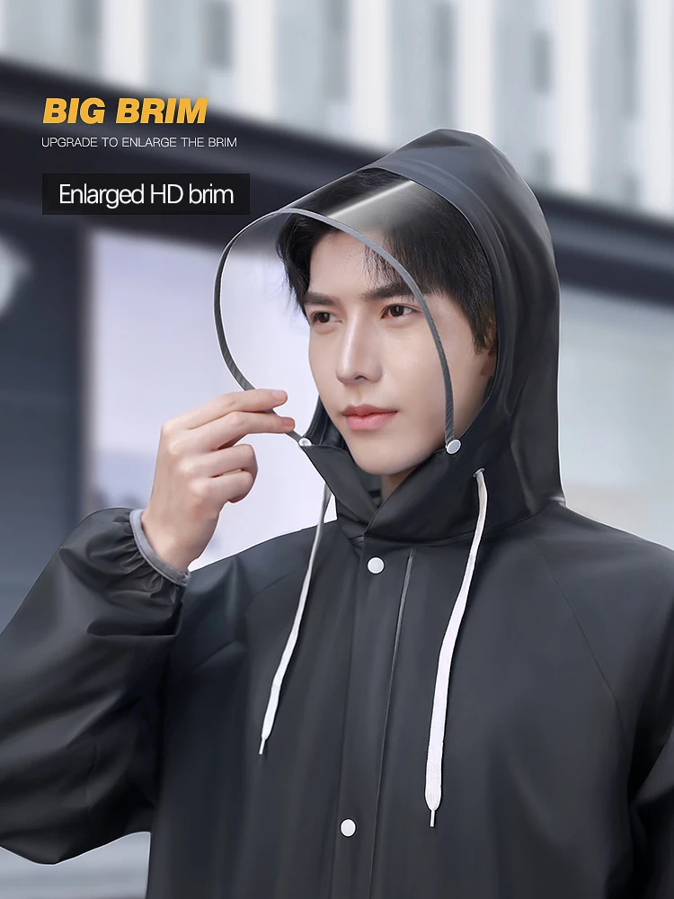 New Men's Raincoat Long Full MTB Road Bicycle Single Ride EVA Body Waterproof Raincoat Lengthen Brim Fashion Raincoat - Image 3