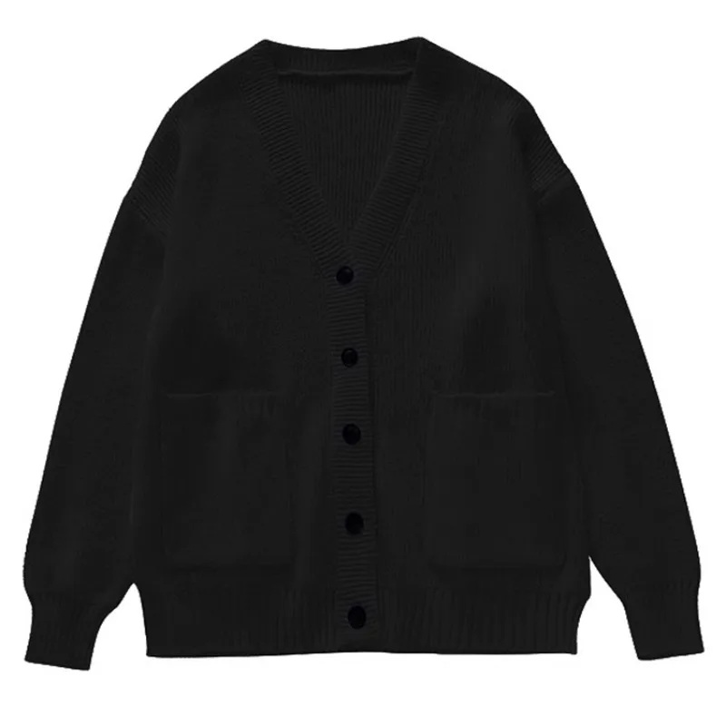 Loose Cardigan Women Long Sleeve V-neck Knitted Black Slouchy All-match Female Autumn Winter Coats Korean Style Chic Baggy Tops - Image 3