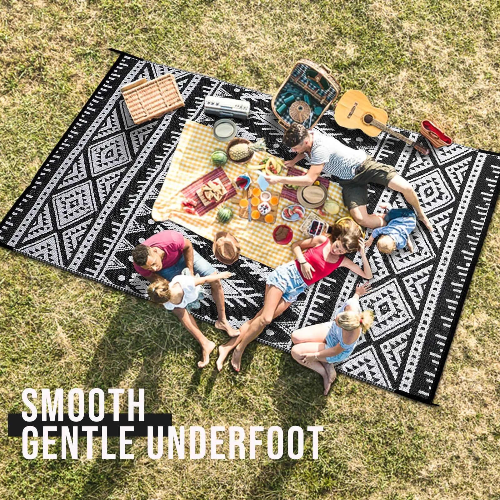 Kitinjoy Outdoor Rugs Waterproof Reversible Outdoor Plastic Straw Rugs Boho PatioIndoor Carpets RV Mat For Family Camp Picnic - Image 4