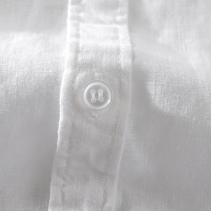2025 Pure Linen Short Sleeved Shirt Men's Linen White Shirt Cotton Linen Men's Upper Garment Men's Casual Summer Half Sleeved - Image 6