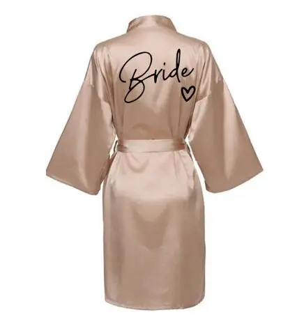 Wedding Party Team Bride Robe With Black Letters Kimono Satin Pajamas Bridesmaid Bathrobe SP003 - Image 6