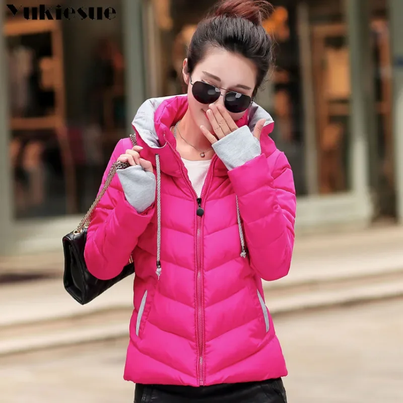 clothes Winter XXXL Jacket Women hooded Solid Color Short Female Coat Parka Outwear For Women Jaqueta Feminina Inverno - Image 3