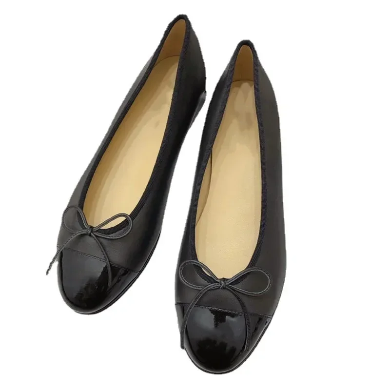 2025 Spring New Round Head Bow Flat Bottom Ballet Single Shoe Shallow Mouth Women's Shoe - Image 5