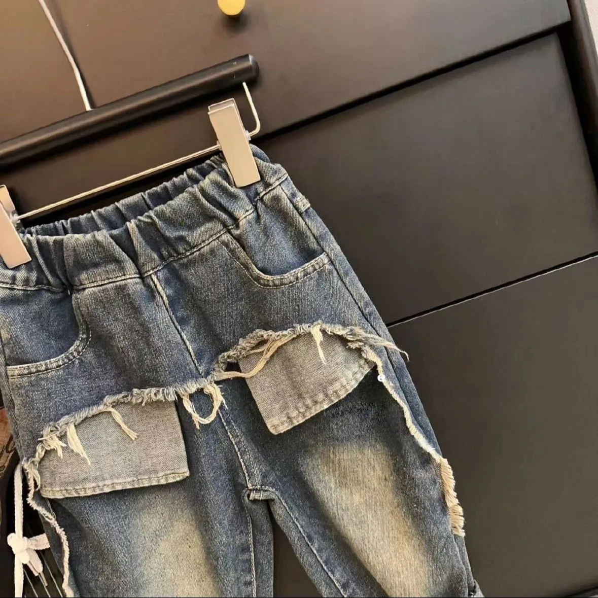 2024 new Kids jeans straight leg casual loose ripped wash boys jeans Girls' pants straight leg casual slacks 2 to 8 years old - Image 4