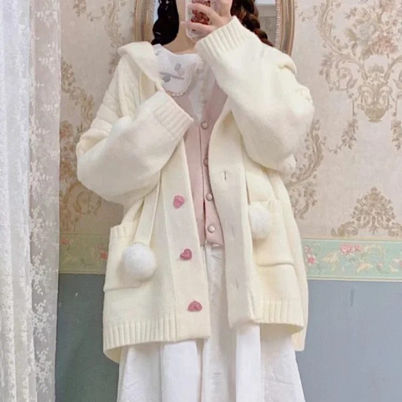 Sweaters Cardigan Women Baggy Preppy Girlish Sweet Kawaii Clothes Japanese Stylish High Street Gentle Designer Knitwear Autumn - Image 4