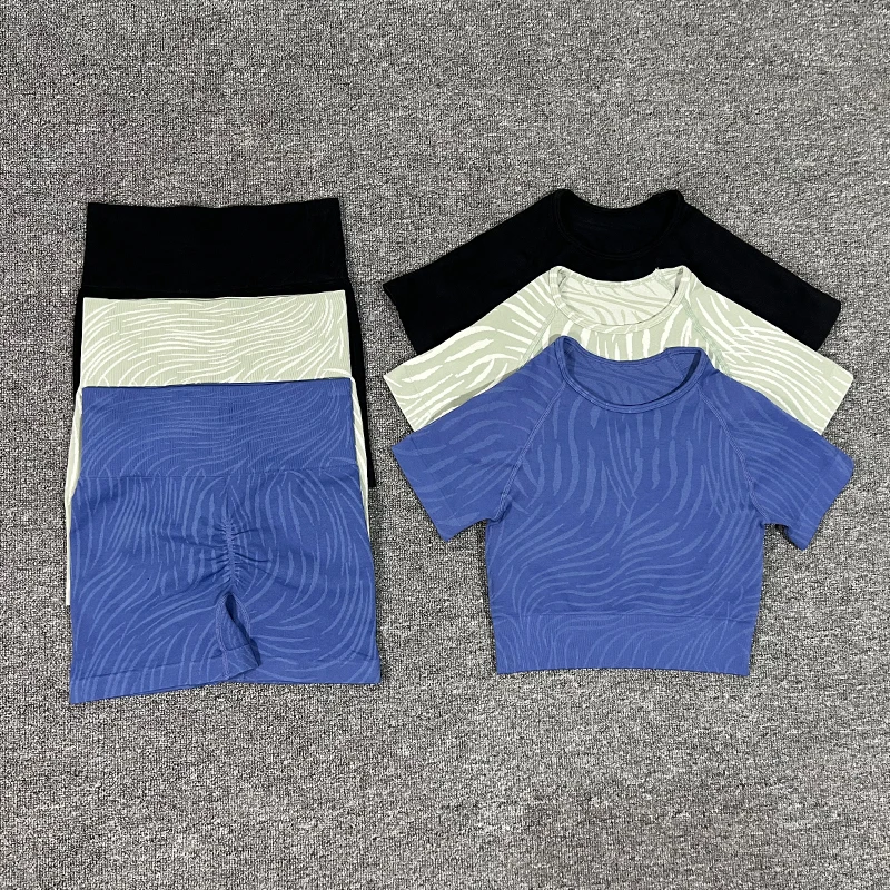 Sports Set Women Shorts Fitness Tights Seamless Yoga Set Crop Top Running Stretch High Waist Leggings Gym Sets Womens Outfits - Image 3