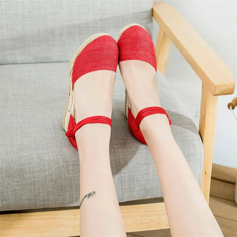Wedges Woman Summer 2023 Espadrilles Heeled Sandals Women Fashion Casual Pumps Mom Daily Walking Shoes Loafers Zapatos De Mujer - Image 5