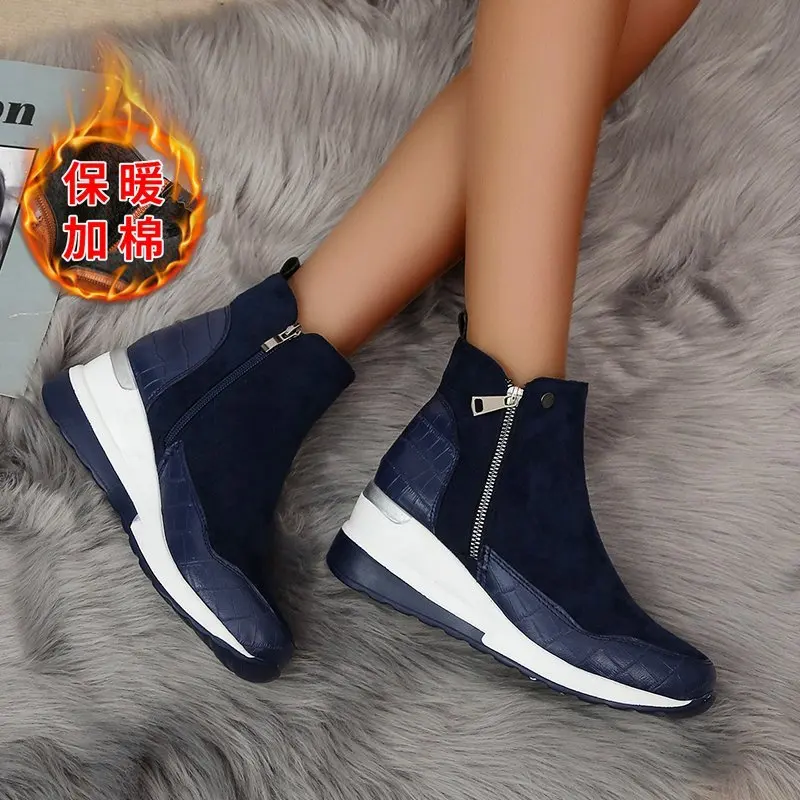 New Women Winter Boots Chunky Sneakers Ankle Boots Woman Zipper Buckle Thick Sole Platform Waterproof High Top Female Booties - Image 4