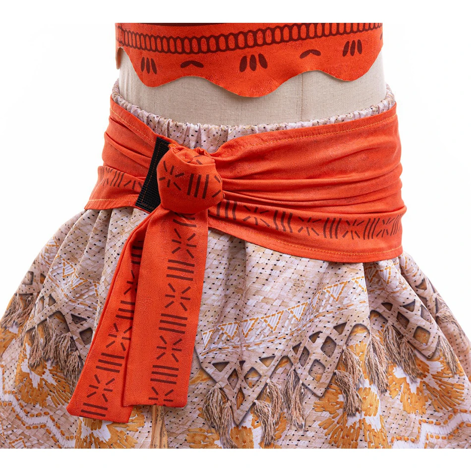 Moana Cosplay Dress For Girl New Little Girl Two Piece Suit Children Geometric Print Clothes Halloween Carnival Outfit Moana - Image 5