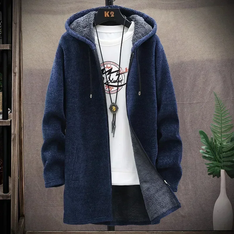Men Sweaters Coat Autumn Winter New Hot Warm Zipper Medium Long Cardigan Sweaters Man Casual Knitwear Sweatercoat Mens Clothes - Image 4