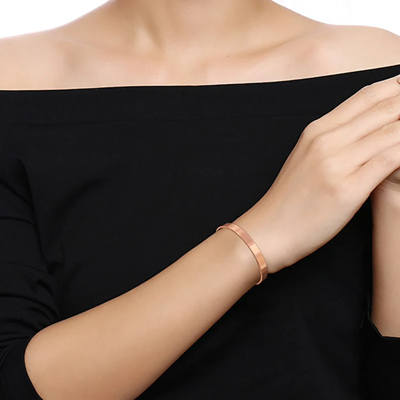 Set Pure Copper Bracelets and Rings Simplicity Cuff Magnetic Bangles for Women Men Arthritis Health Solid Copper Jewelry - Image 6