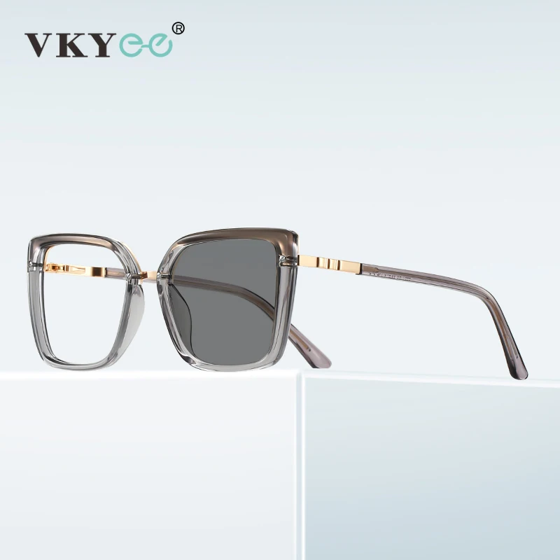 VKYEE Fashionable Large Frame Simple Square Design Anti-blue Light Reading Glasses Customizable Prescription Photochromic - Image 3