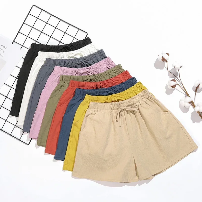 High Waisted Casual Linen Shorts Women Gym Workout Shorts Cotton Short Pants Loose-fitting Ladies Short Femme Women Shorts Sport - Image 5