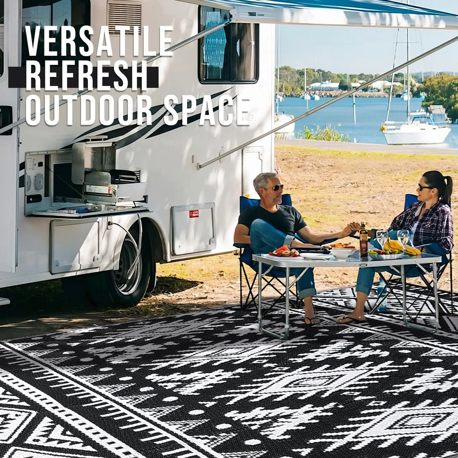 Kitinjoy Outdoor Rugs Waterproof Reversible Outdoor Plastic Straw Rugs Boho PatioIndoor Carpets RV Mat For Family Camp Picnic - Image 5