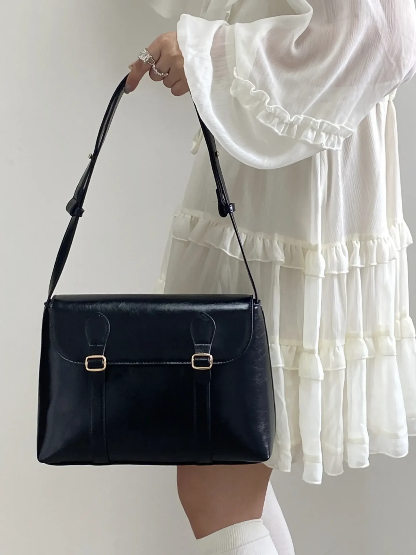 Vintage Women's Shoulder Bag Large Capacity Ladies Tote Purse Handbags Pu Leather Female Messenger Bags College Girls Book Bag - Image 4