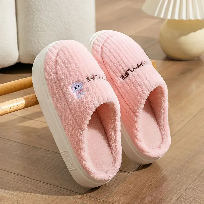 Cotton Slippers for Women Suitable for Home Use Indoor Anti Slip Confinement Shoes Thick Soled Warm for Couples Men Slippers - Image 2