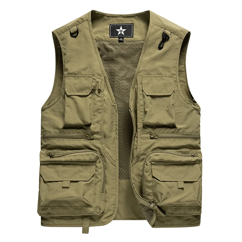 Spring New Men Outdoor Casual Vest Men Solid Breathable Multi-Pocket Photography Fishing Vest Jacket High Quality Vest Man M-6XL - Image 5