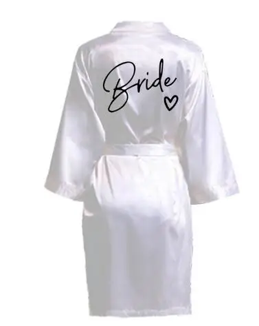 Wedding Party Team Bride Robe With Black Letters Kimono Satin Pajamas Bridesmaid Bathrobe SP003 - Image 3
