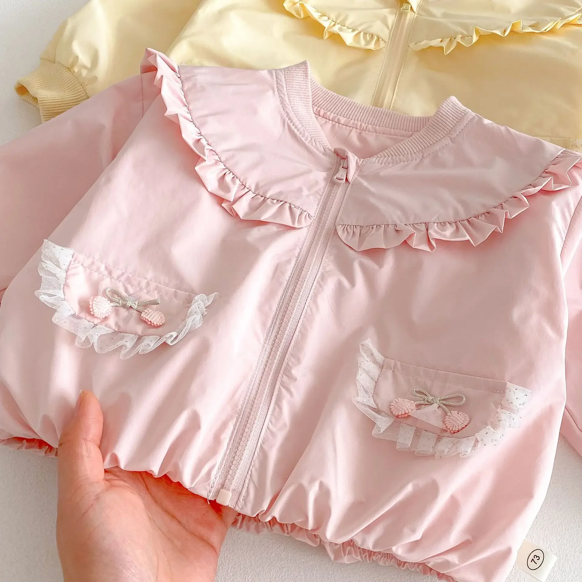 2025 New Spring Korean-Style Toddler Coat for Girls, 0-5 Years - Chic Bow Top, Solid Color, Loose-Fit Baby Spring Jacket - Image 4