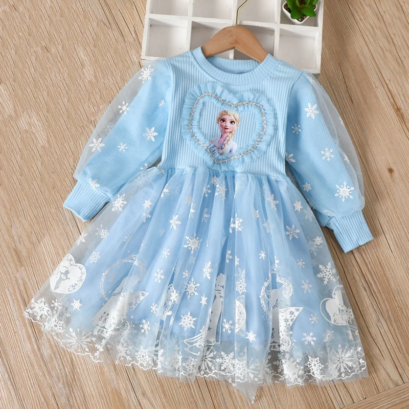 2025 New Elsa Princess Dress Girls Dress Spring Dress Party Long-sleeved Children's Western Style Disney Frozen Formal Dress - Image 3