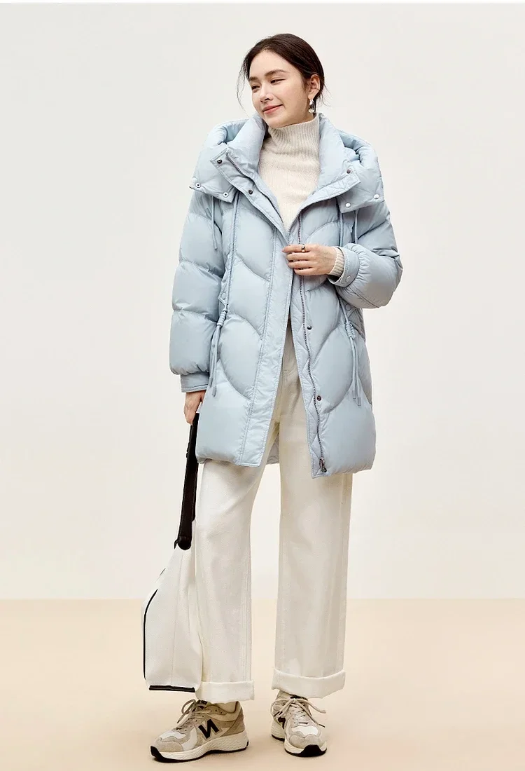 SENTUBILA 90% White Duck Down Coat Women 2024 Winter Thick Stand Neck Long Down Coat Puffer Jacket Women Outerwear W44Y56274 - Image 3