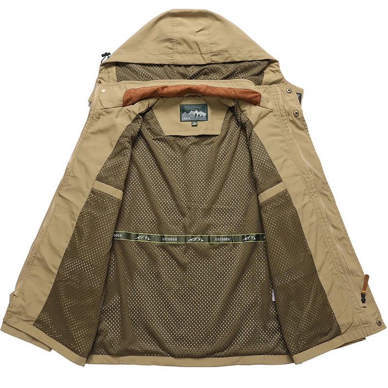 Spring Autumn New Men Windproof Casual Jacket Coat Detachable Hat Jacket Men Multi-Pocket Waterproof Military Jacket Male M-5XL - Image 3