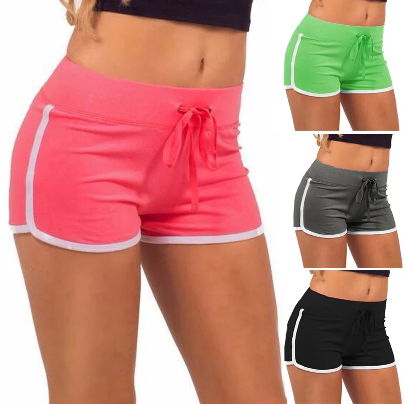 Women Cotton Shorts Yoga Short Pants Summer Fast Drying Sports Pants Contrast Binding Side Split Elastic Waist Casual Shorts - Image 4