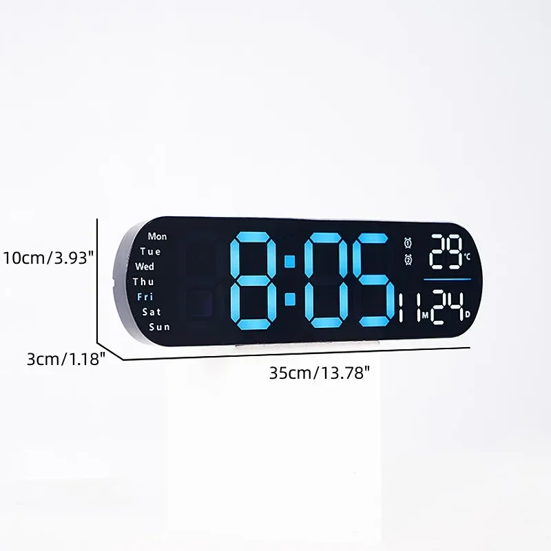 13.78 Inch Remote Control Digital Wall Clock Mood Lighting Timing Countdown 2 Alarm Auto Dimmer DST Plug In Use LED Alarm Clock - Image 6
