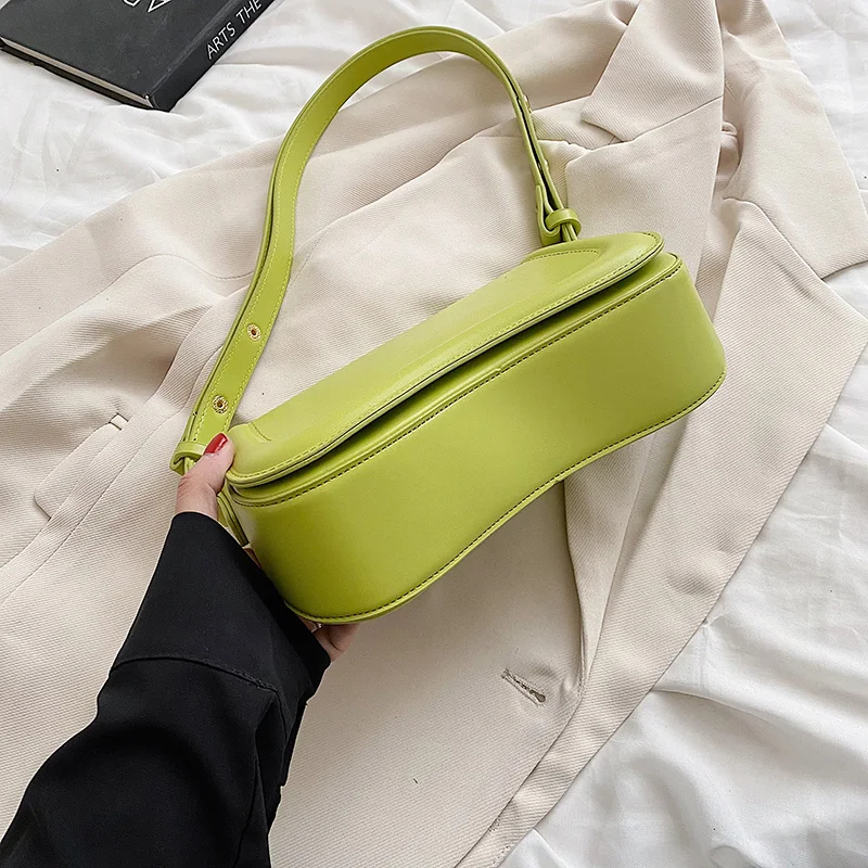 MOODS Flap Crossbody Bags For Women Pure Color PU Leather Armpit Shoulder Bag 2023 Latest Fashion Small Saddle Handbags Female - Image 2