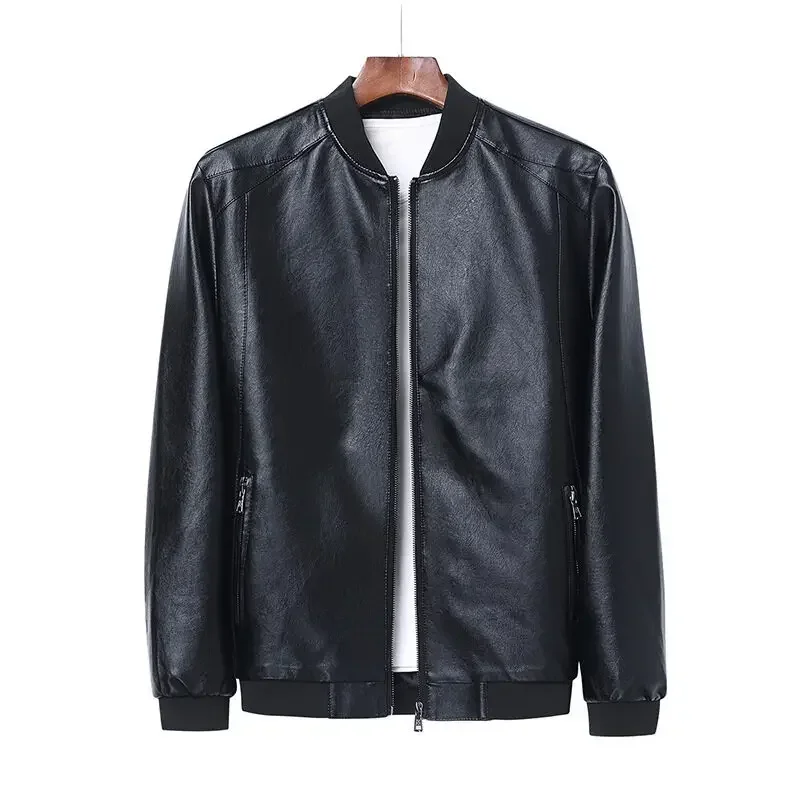 2024 Autumn New Men Black Biker PU Leather Coat Korean Fashion Men Pu Leather Jacket Trend Casual Fit Slim Baseball Clothes 8Xl - Image 6
