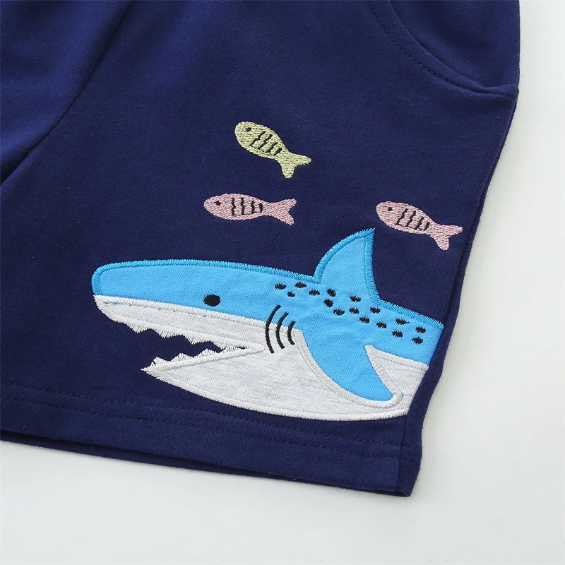 Jumping Meters Sharks Boys Shorts For Girls Drawstring Applique Kids Trousers Pants Fashion Toddler Baby Clothes - Image 4