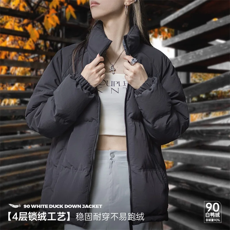 Maden Women Down Jacket Autumn Winter 90% White Duck Down Thickened and Warm Stand Collar Outerwear Coat Windproof Jacket - Image 4