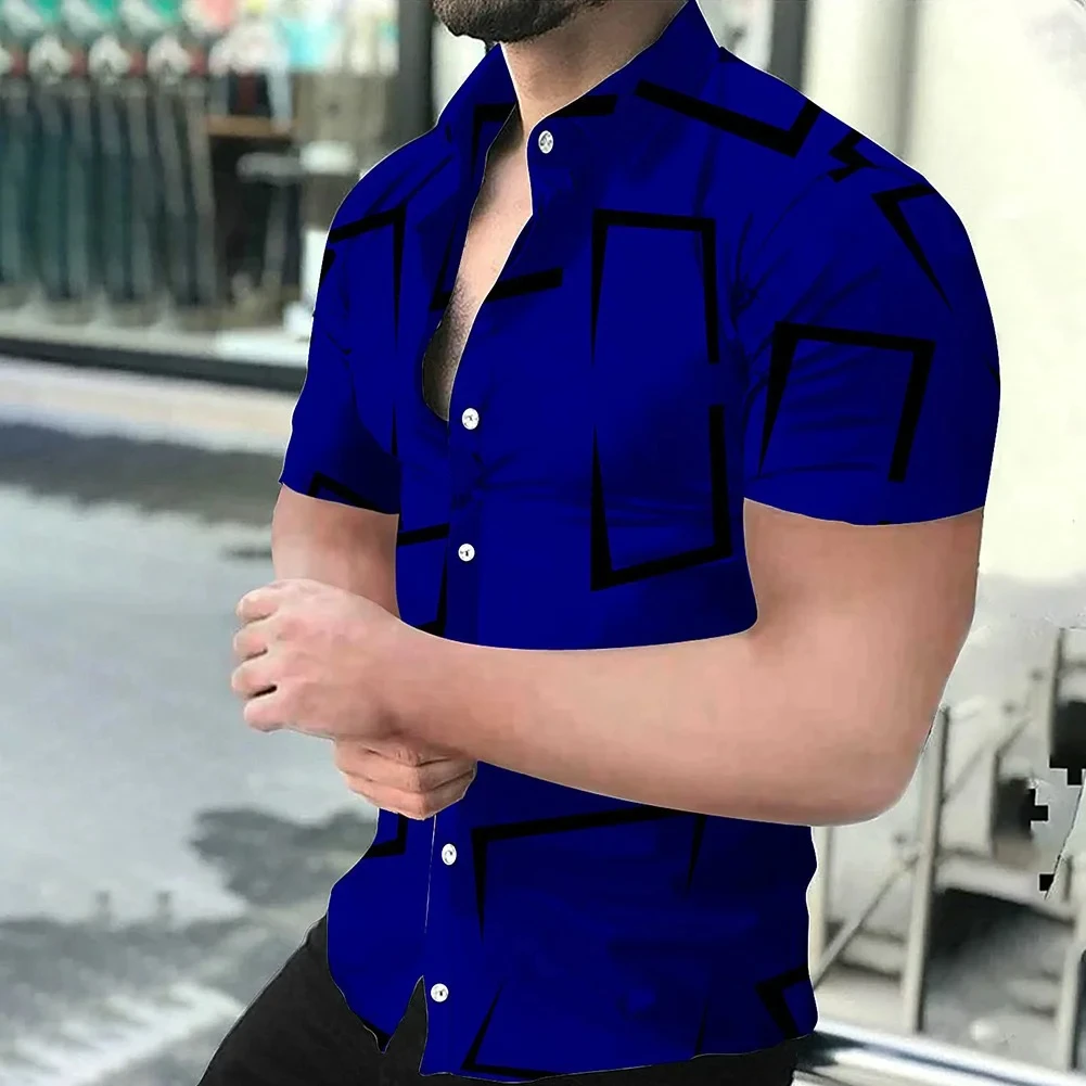 2024 New High Quality Hawaiian Simple Print 3D Printing Men's Shirts Fashion Button Short Sleeve Flip Collar Street Clothing - Image 6