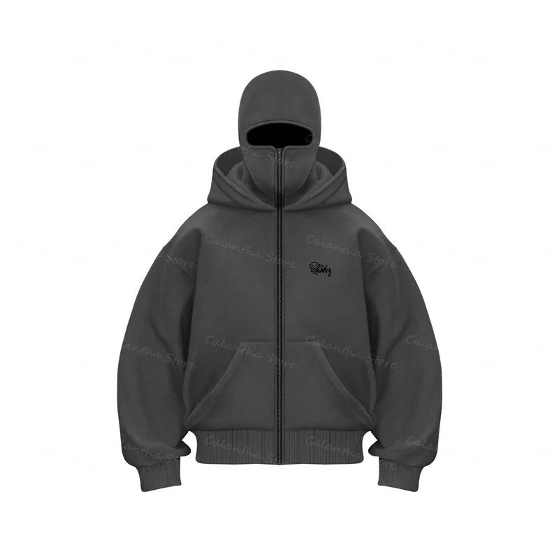 Men's Balaclava Zip Hoodie Winter Warm Casual Sweatshirt with Hooded Face Mask Zipper Design Sports Jacket Outdoor Activities - Image 5