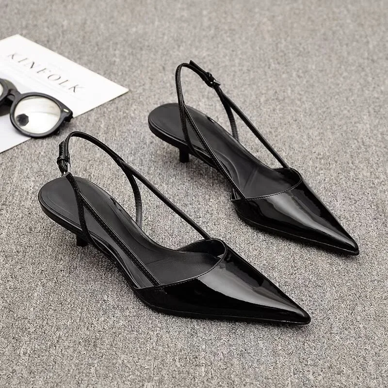 Women Pointed Toe Heels Shoes Sandals 2024 Dress Party Fashion Summer Slippers New Walking Flip Flops Pumps Slides - Image 2