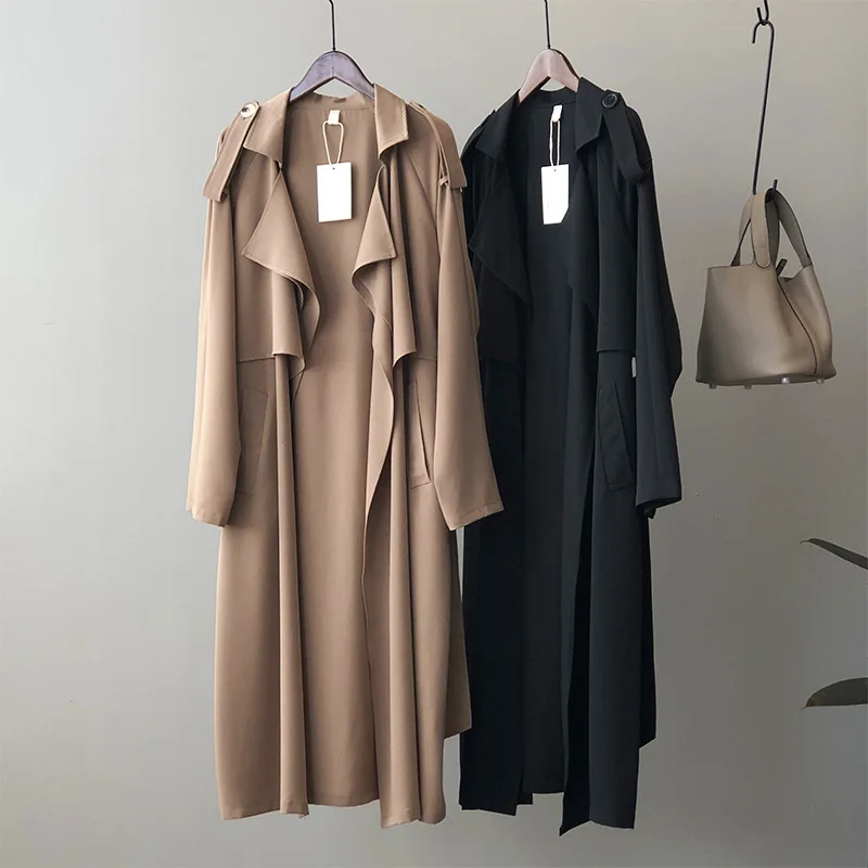 Johnature Korean Vintage Loose Sashes Women Trench 2025 Autumn New Loose Turn-down Collar Long All Match Female Coats - Image 5