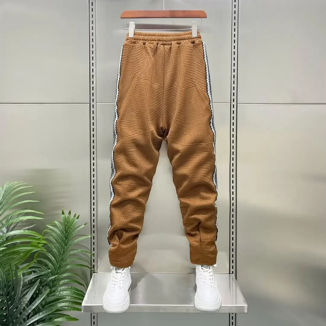 Autumn Men's Coffee Joggers Tactical Pants High Street Sports Trousers 9-Minute Sweatpants Fashionable Men's Clothing 2024 - Image 4