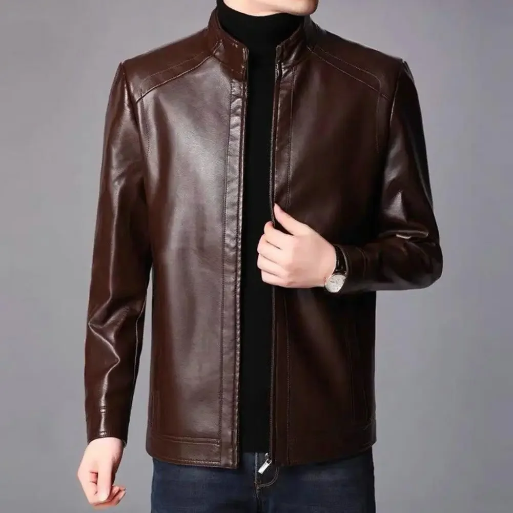 Stylish Protective for Cool Autumn Winter Thick Warm Windproof Men's Faux Leather Motorcycle Jackets Motorcycle Men Fall Jacket - Image 4